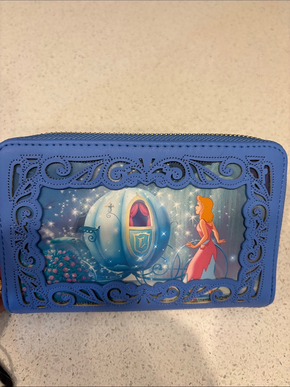Disney Cinderella Blue Laser-Cut Carriage Wallet Loungefly NWT